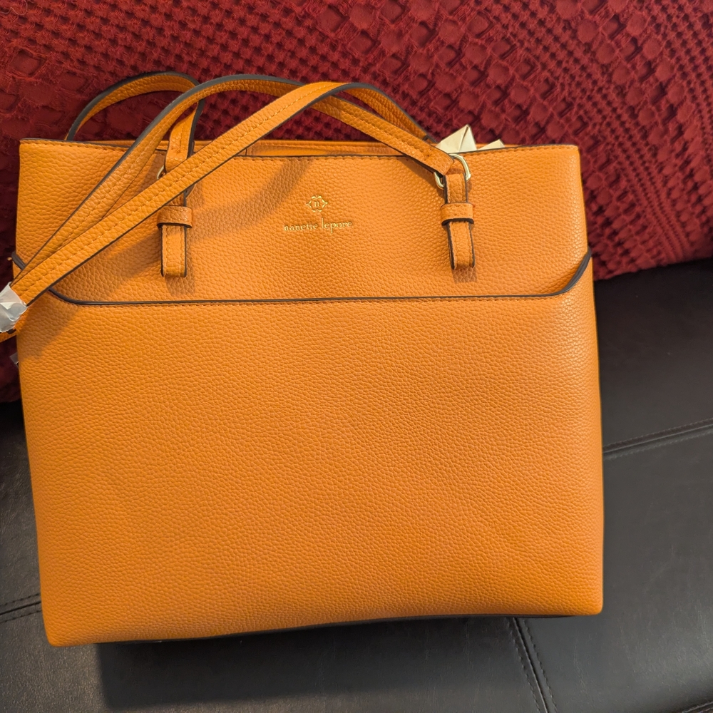 Nanette Lapore Orange Leather Tote, Daria